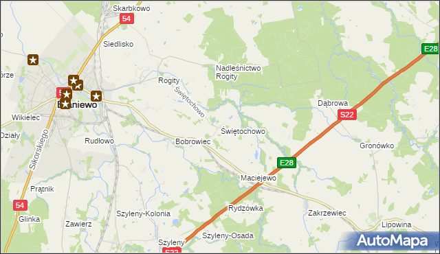 mapa Świętochowo, Świętochowo na mapie Targeo