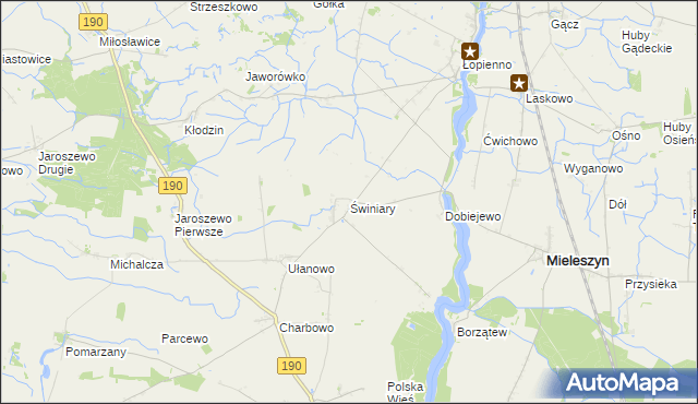 mapa Świniary gmina Kłecko, Świniary gmina Kłecko na mapie Targeo