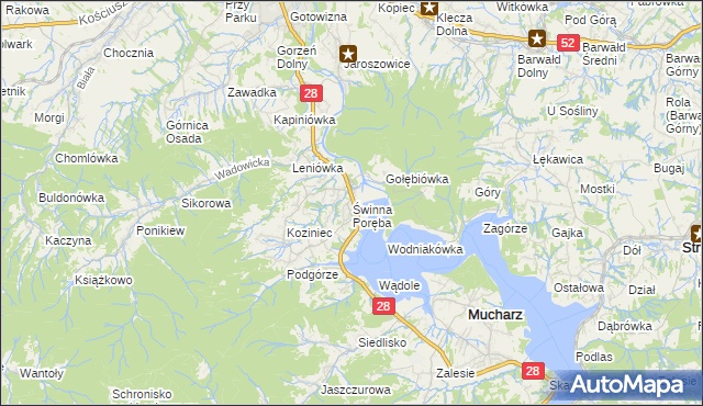 mapa Świnna Poręba, Świnna Poręba na mapie Targeo