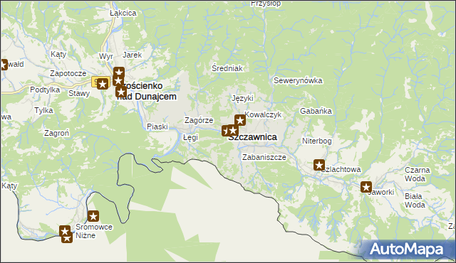 mapa Szczawnica, Szczawnica na mapie Targeo