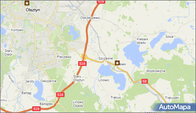 mapa Szczęsne gmina Purda, Szczęsne gmina Purda na mapie Targeo