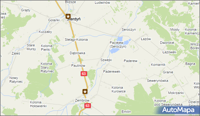 mapa Szwejki gmina Sterdyń, Szwejki gmina Sterdyń na mapie Targeo