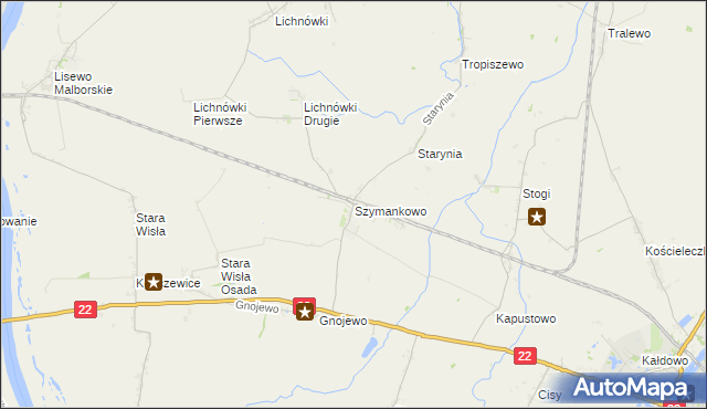 mapa Szymankowo gmina Lichnowy, Szymankowo gmina Lichnowy na mapie Targeo