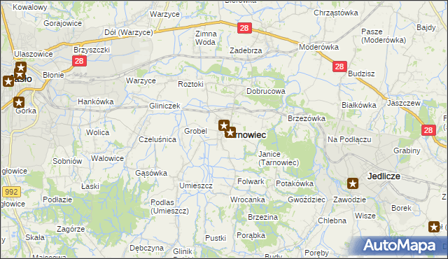 mapa Tarnowiec powiat jasielski, Tarnowiec powiat jasielski na mapie Targeo