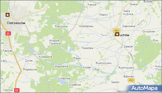 mapa Tokarzew gmina Doruchów, Tokarzew gmina Doruchów na mapie Targeo