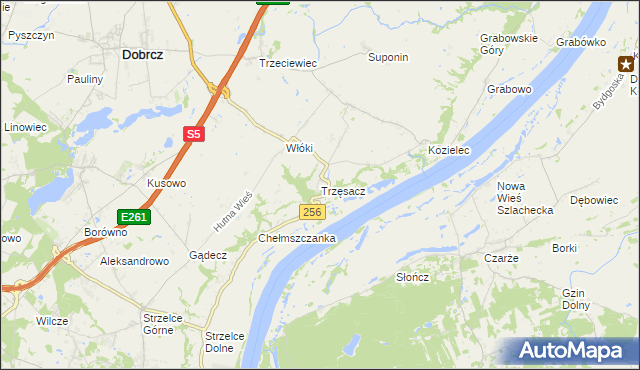 mapa Trzęsacz gmina Dobrcz, Trzęsacz gmina Dobrcz na mapie Targeo