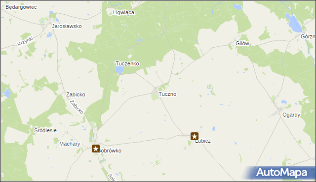 mapa Tuczno gmina Strzelce Krajeńskie, Tuczno gmina Strzelce Krajeńskie na mapie Targeo