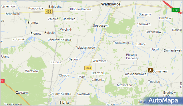mapa Tur gmina Wartkowice, Tur gmina Wartkowice na mapie Targeo