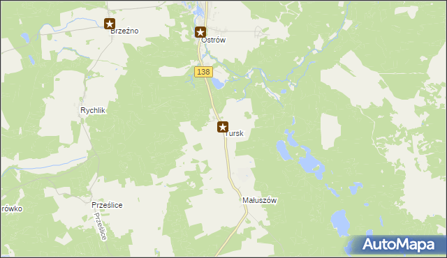 mapa Tursk gmina Sulęcin, Tursk gmina Sulęcin na mapie Targeo