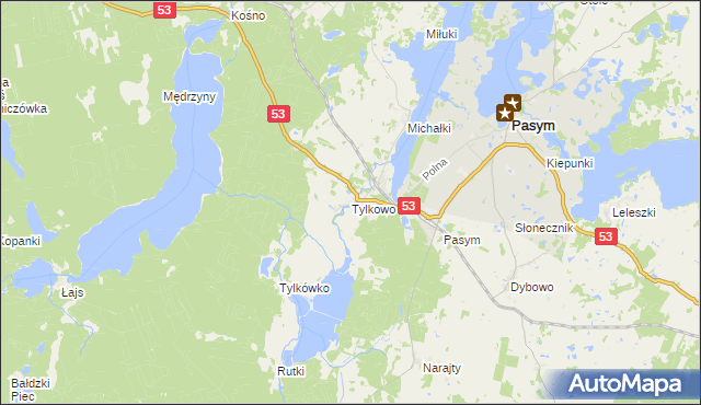 mapa Tylkowo, Tylkowo na mapie Targeo