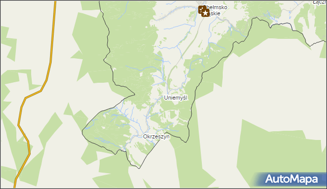 mapa Uniemyśl gmina Lubawka, Uniemyśl gmina Lubawka na mapie Targeo