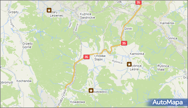 mapa Unisław Śląski, Unisław Śląski na mapie Targeo