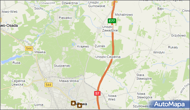 mapa Uniszki-Cegielnia, Uniszki-Cegielnia na mapie Targeo