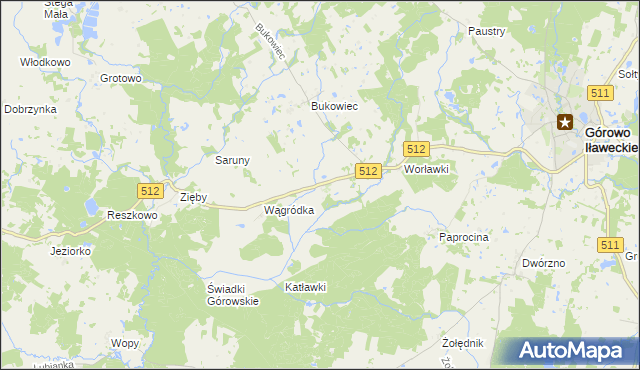 mapa Wągniki gmina Górowo Iławeckie, Wągniki gmina Górowo Iławeckie na mapie Targeo