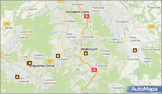 mapa Wałbrzycha, Wałbrzych na mapie Targeo