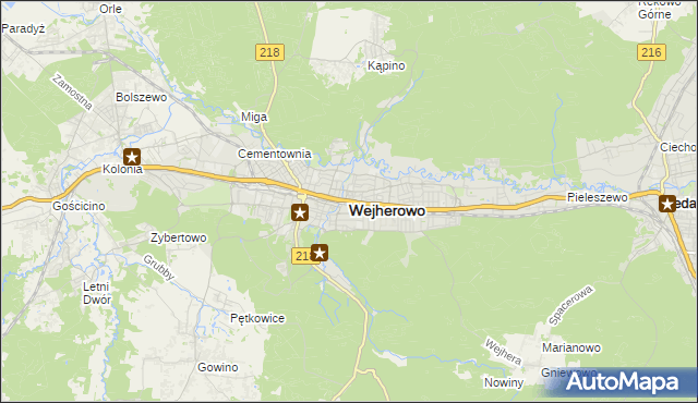 mapa Wejherowo, Wejherowo na mapie Targeo