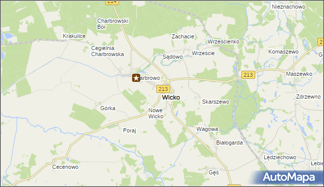 mapa Wicko powiat lęborski, Wicko powiat lęborski na mapie Targeo