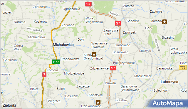 mapa Więcławice Stare, Więcławice Stare na mapie Targeo