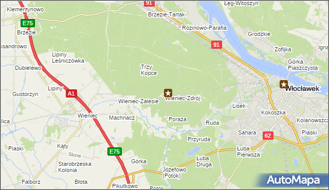 mapa Wieniec-Zdrój, Wieniec-Zdrój na mapie Targeo