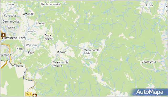 mapa Wierchomla Mała, Wierchomla Mała na mapie Targeo