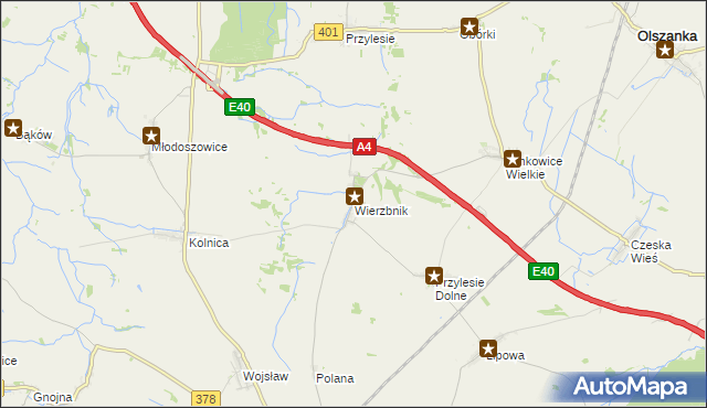 mapa Wierzbnik gmina Grodków, Wierzbnik gmina Grodków na mapie Targeo