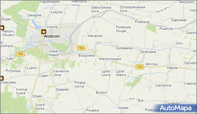 mapa Wierzchowisko gmina Wolbrom, Wierzchowisko gmina Wolbrom na mapie Targeo