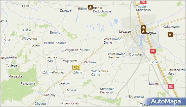 mapa Wilczkowice nad Szosą, Wilczkowice nad Szosą na mapie Targeo