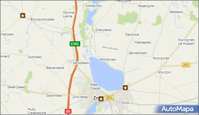 mapa Wilczkowo gmina Żnin, Wilczkowo gmina Żnin na mapie Targeo