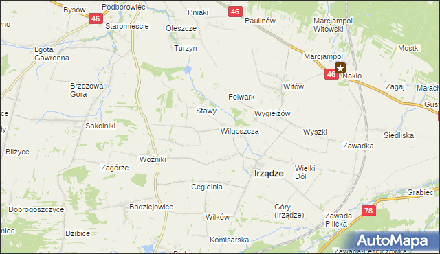 mapa Wilgoszcza, Wilgoszcza na mapie Targeo