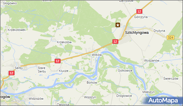 mapa Wilków gmina Głogów, Wilków gmina Głogów na mapie Targeo