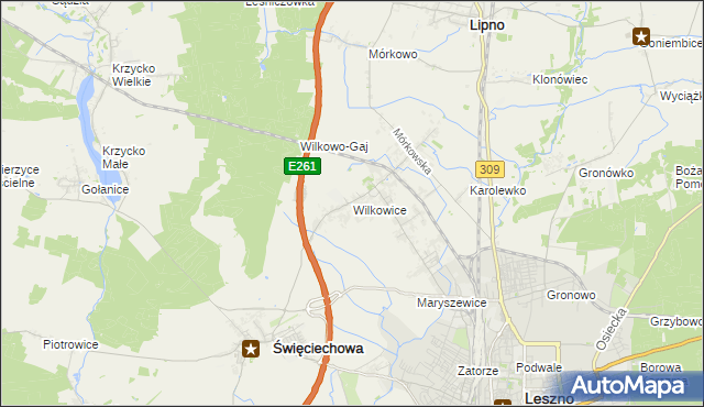 mapa Wilkowice gmina Lipno, Wilkowice gmina Lipno na mapie Targeo