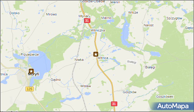 mapa Witnica gmina Moryń, Witnica gmina Moryń na mapie Targeo