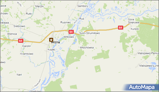 mapa Włochówka, Włochówka na mapie Targeo