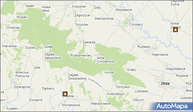 mapa Wola Chroberska, Wola Chroberska na mapie Targeo