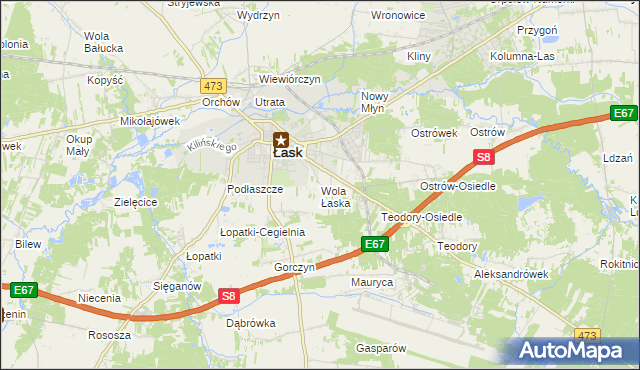 mapa Wola Łaska, Wola Łaska na mapie Targeo