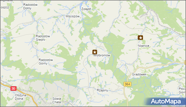 mapa Wolbromów, Wolbromów na mapie Targeo