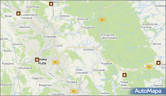 mapa Wolibórz, Wolibórz na mapie Targeo