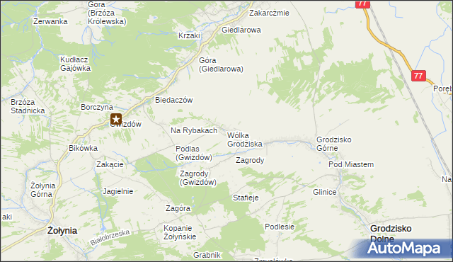 mapa Wólka Grodziska gmina Grodzisko Dolne, Wólka Grodziska gmina Grodzisko Dolne na mapie Targeo