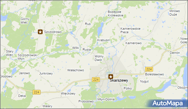 mapa Wolny Dwór, Wolny Dwór na mapie Targeo