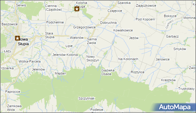 mapa Wronów gmina Waśniów, Wronów gmina Waśniów na mapie Targeo