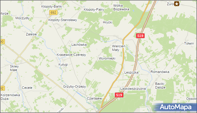 mapa Wyromiejki, Wyromiejki na mapie Targeo