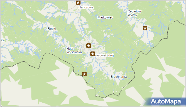mapa Wysowa-Zdrój, Wysowa-Zdrój na mapie Targeo
