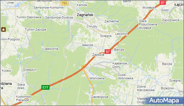 mapa Zabłocie gmina Zagnańsk, Zabłocie gmina Zagnańsk na mapie Targeo