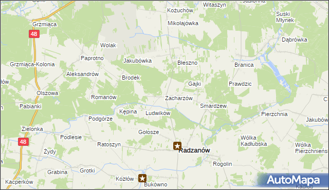 mapa Zacharzów, Zacharzów na mapie Targeo