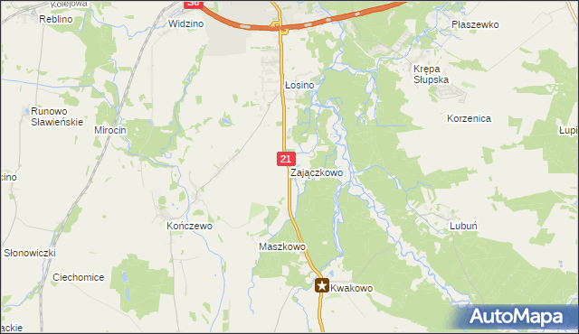mapa Zajączkowo gmina Kobylnica, Zajączkowo gmina Kobylnica na mapie Targeo