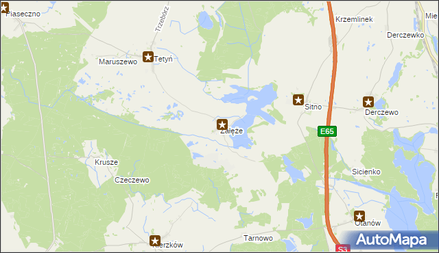 mapa Załęże gmina Kozielice, Załęże gmina Kozielice na mapie Targeo