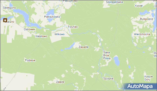 mapa Zapadłe gmina Koczała, Zapadłe gmina Koczała na mapie Targeo