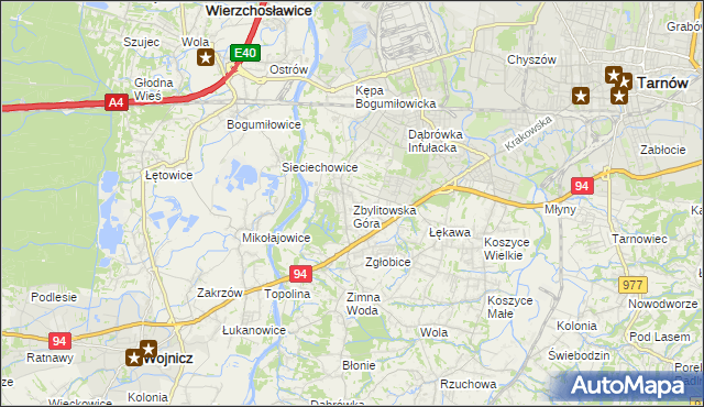 mapa Zbylitowska Góra, Zbylitowska Góra na mapie Targeo