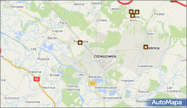 mapa Zdzieszowice, Zdzieszowice na mapie Targeo