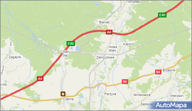 mapa Zebrzydowa, Zebrzydowa na mapie Targeo